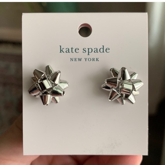 NWT Kate Spade bourgeois silver bow studs NEW 🎄